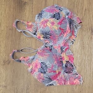 VS Pink Tropical Lace Push up Bra, partial underwire, pull-on style